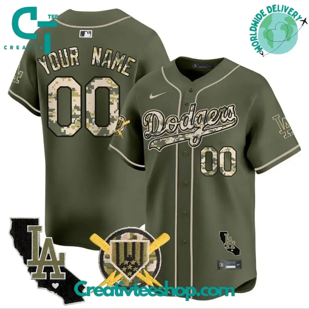Los Angeles Dodgers Armed Forces Day Personalized Baseball Jersey Image