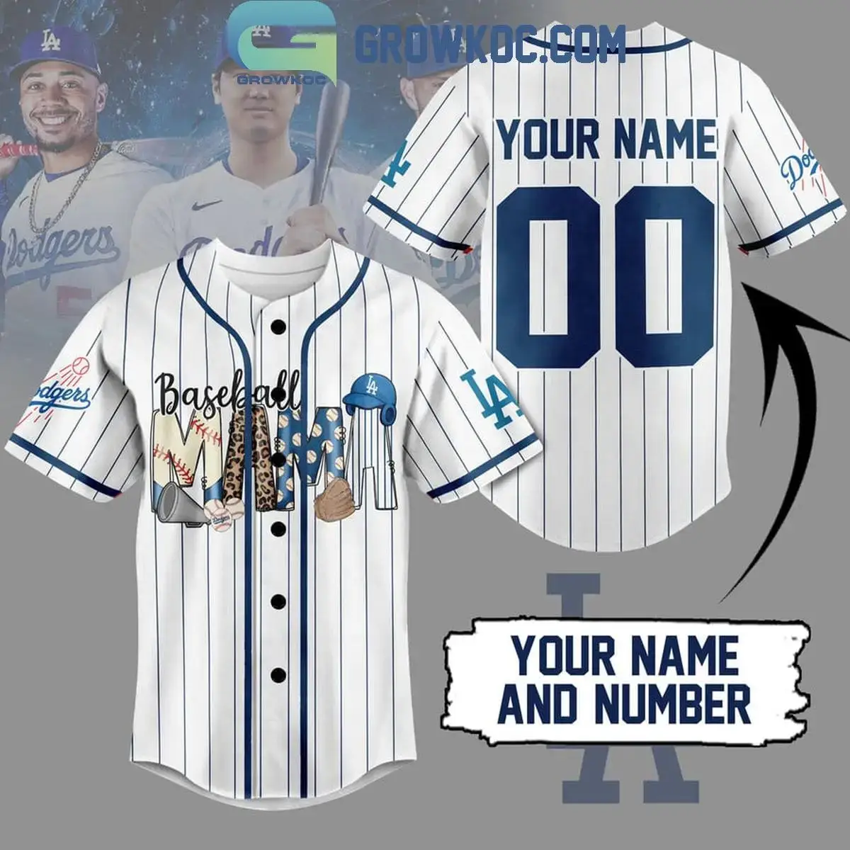 Los Angeles Dodgers Baseball Mama Personalized Baseball Jersey Image