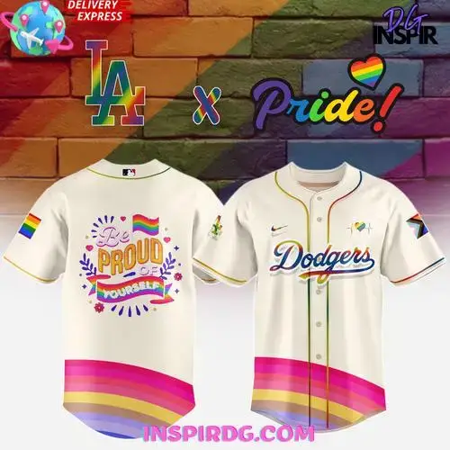 Los Angeles Dodgers Be Proud Of Yourself Pride Celebration Baseball Jersey Image