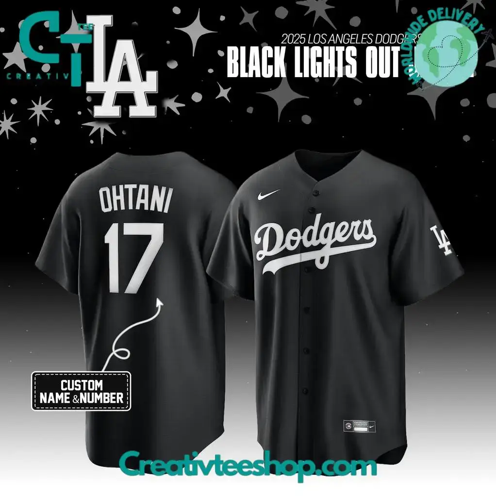 Los Angeles Dodgers Black Lights Out 2025 Special Baseball Jersey Image