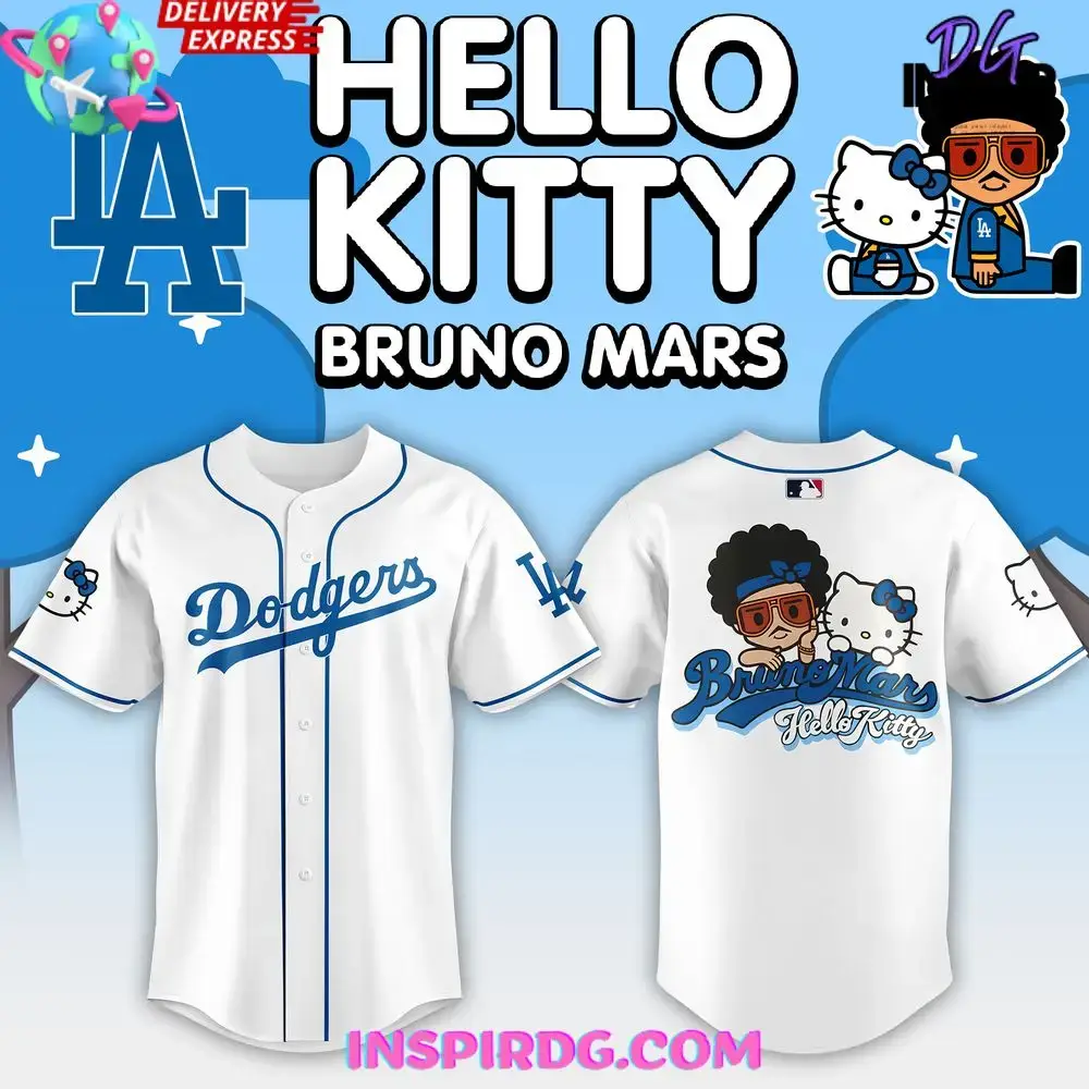 Los Angeles Dodgers Bruno Mars And Hello Kitty Special Baseball Jersey Image