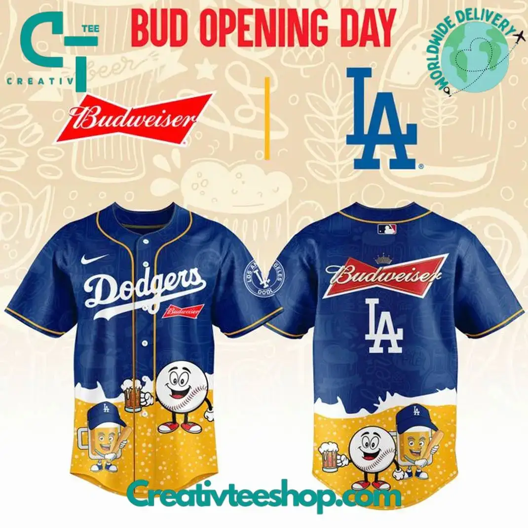 Los Angeles Dodgers Bud Opening Day Special Baseball Jersey Image