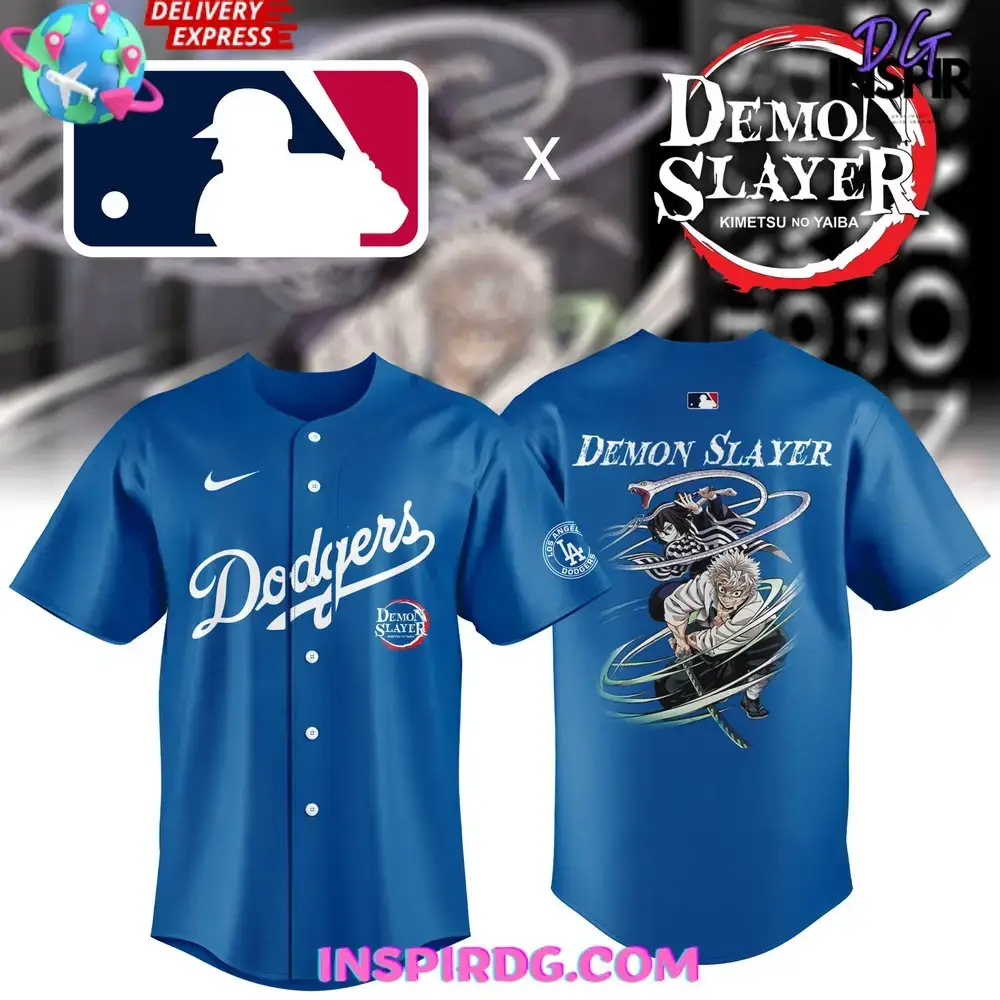 Los Angeles Dodgers Collab Demon Slayer Special Blue Jersey Image