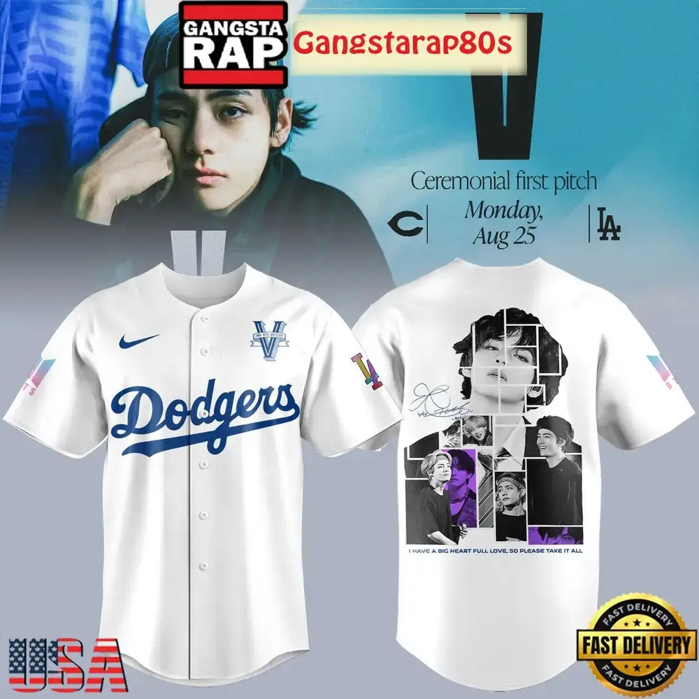 Los Angeles Dodgers Collab V BTS 2025 Special Baseball Jersey Image