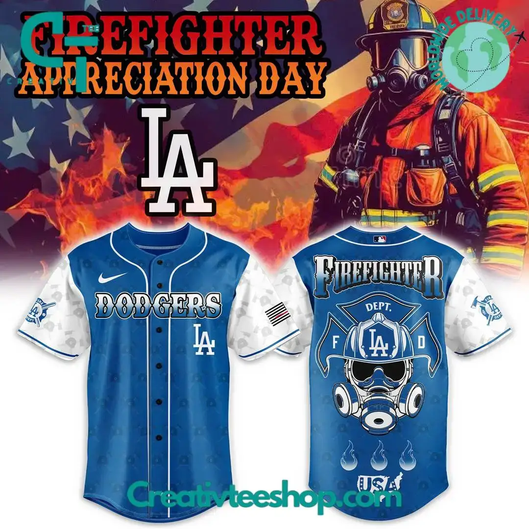 Los Angeles Dodgers Firefighter Appreciation Day Special Baseball Jersey Image
