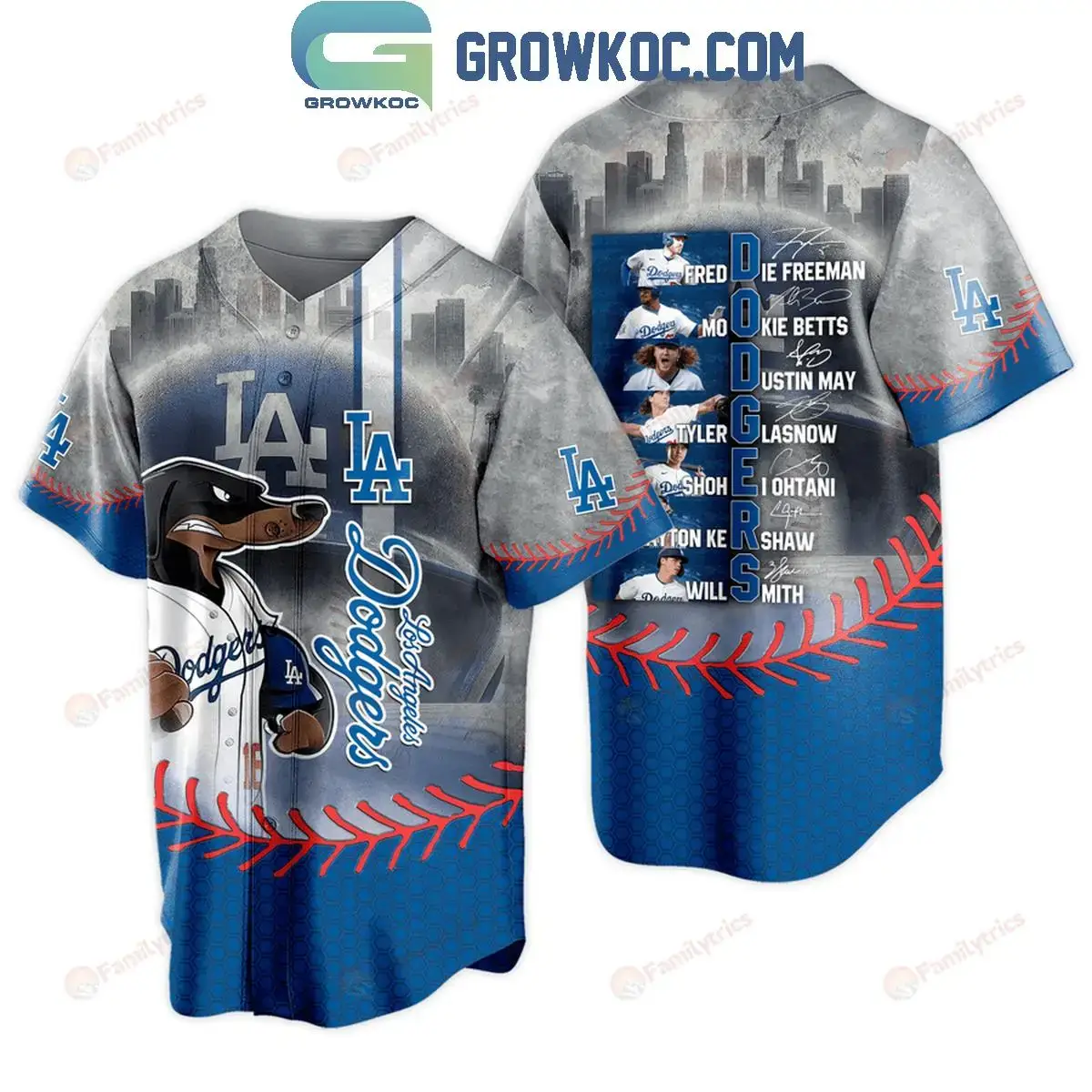 Los Angeles Dodgers Freeman Betts May Glasnow Ohtani Kershaw Smith Baseball Jersey Image