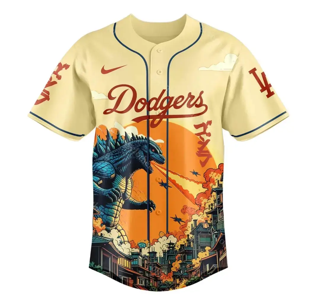 Los Angeles Dodgers Godzilla Baseball Jersey Image