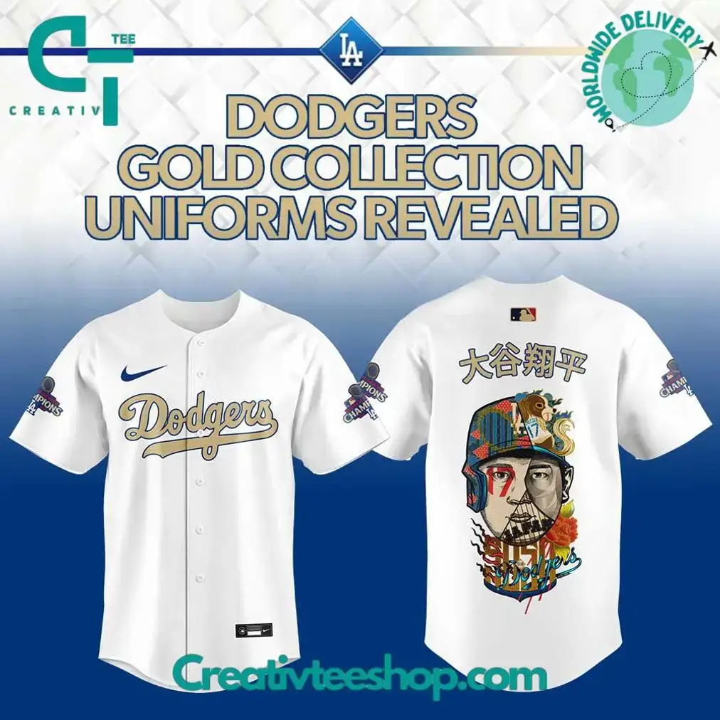 Los Angeles Dodgers Gold Collection Uniform Shohei Ohtani Special White Baseball Jersey Image