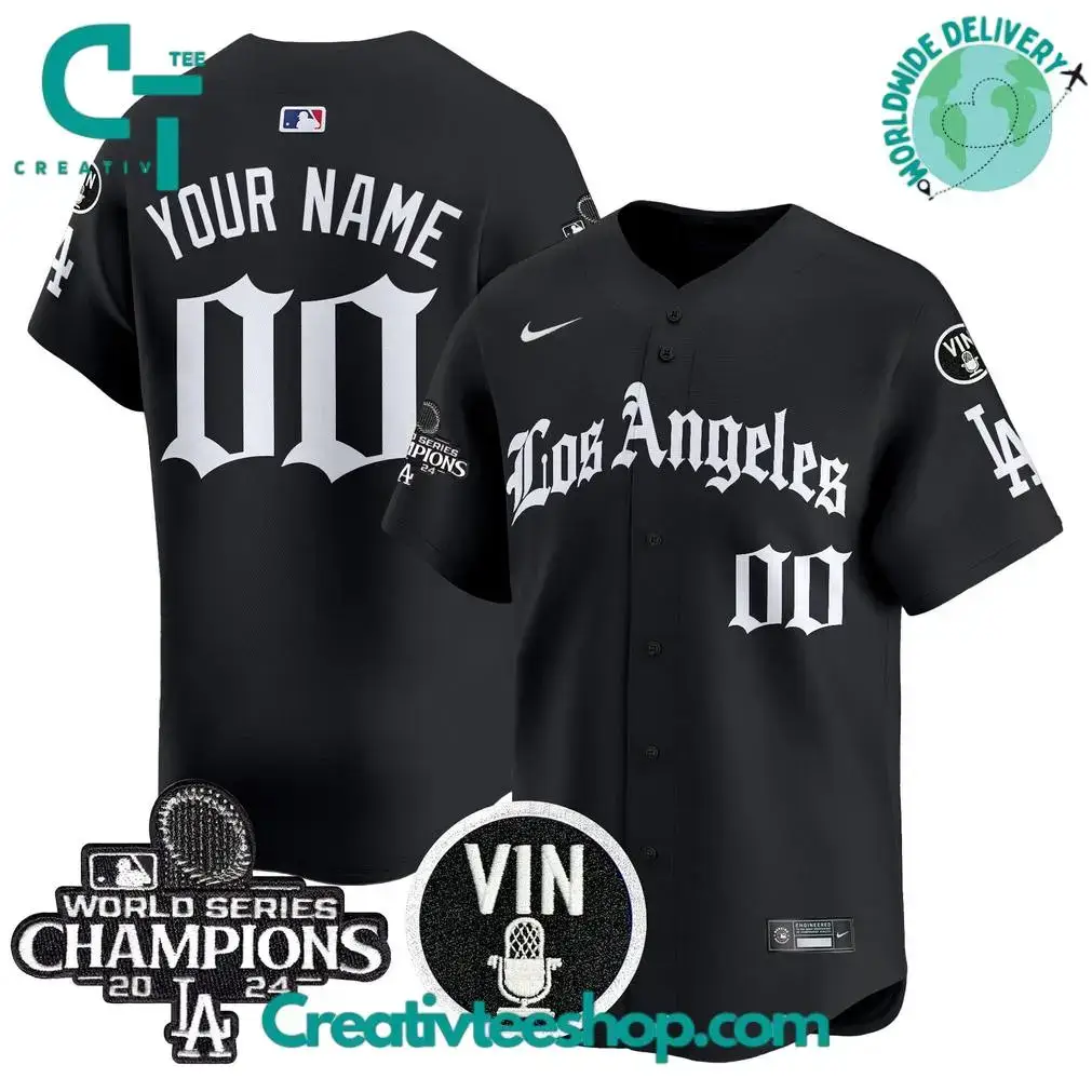 Los Angeles Dodgers Gothic Edition Custom Baseball Jersey Image