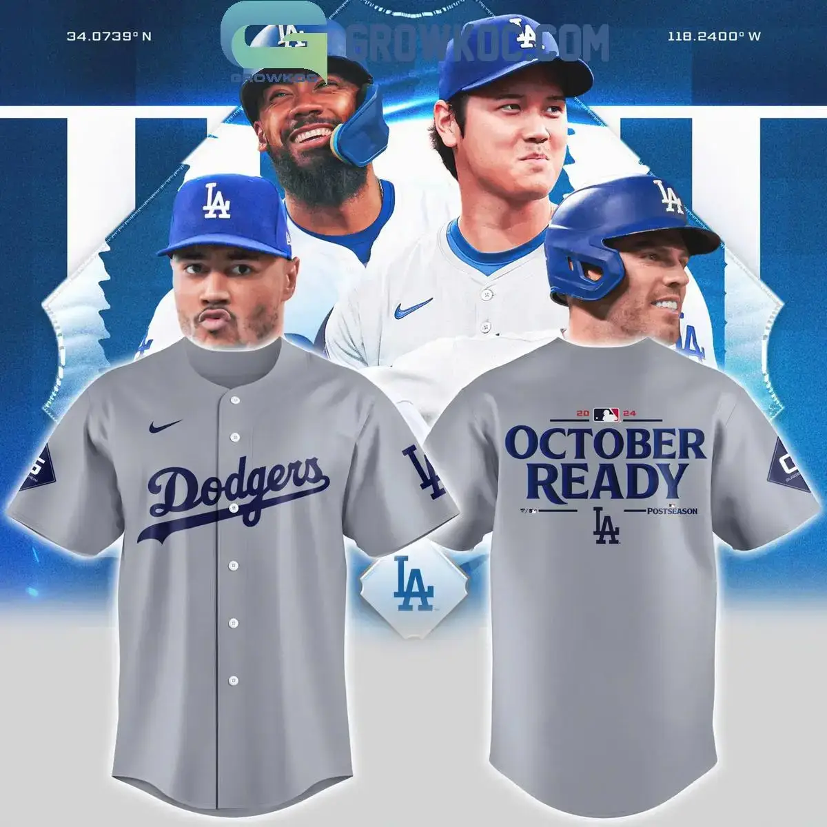 Los Angeles Dodgers Grey Version October Ready 2024 Baseball Jersey Image