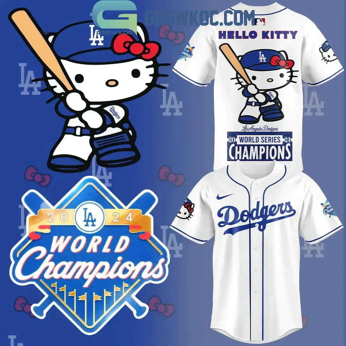 Los Angeles Dodgers Hello Kitty World Series Champions 2024 Baseball Jersey Image