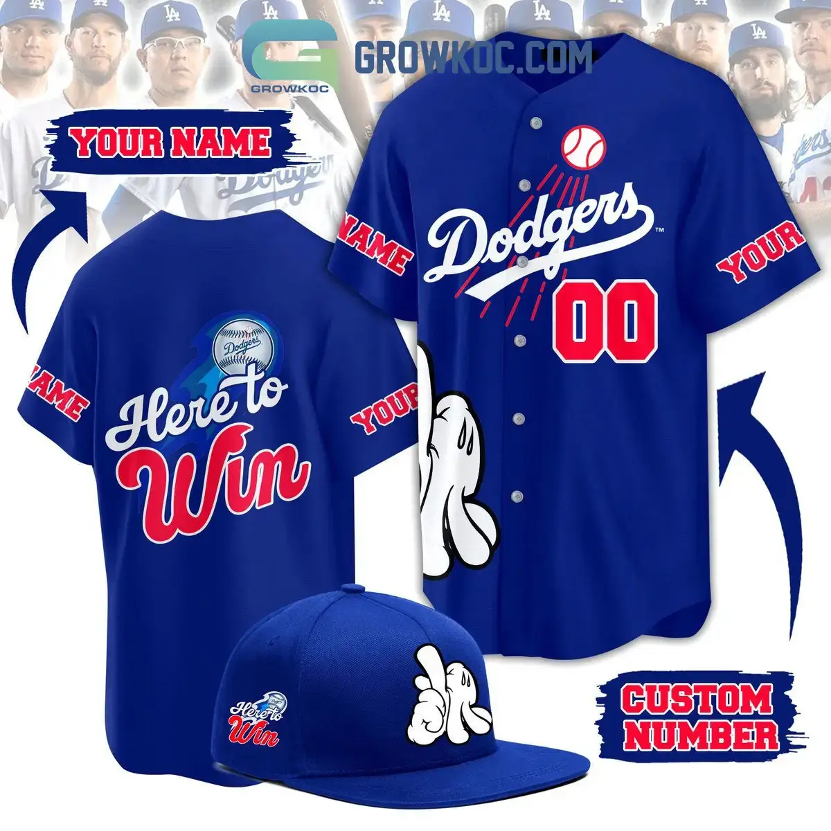 Los Angeles Dodgers Here To Win Personalized Baseball Jersey Image