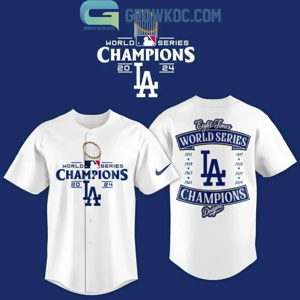 Los Angeles Dodgers LA 2024 World Series Champions 8th Time Baseball Jersey Image
