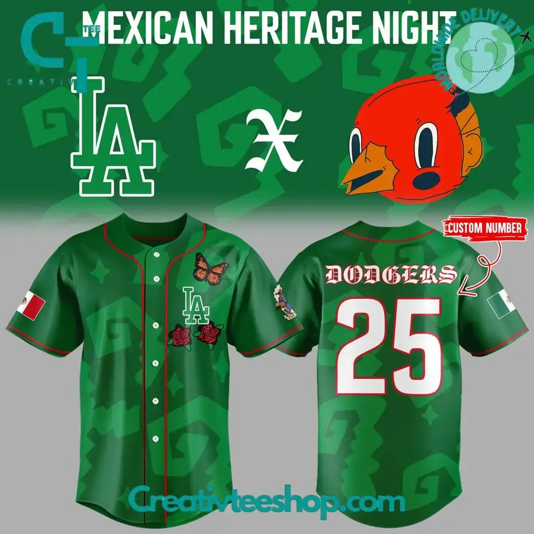 Los Angeles Dodgers Mexican Heritage Night 'Viva Xicago' Personalized Baseball Jersey Image