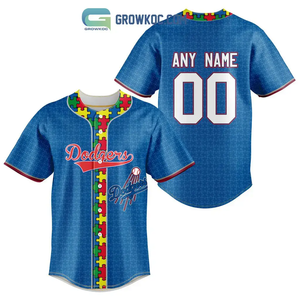 Los Angeles Dodgers MLB Fearless Against Autism Personalized Baseball Jersey Image