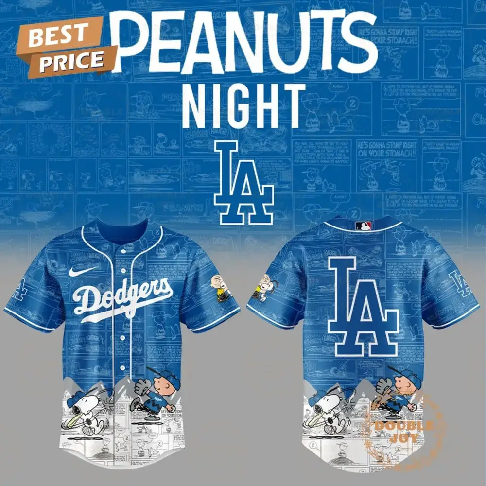 Los Angeles Dodgers Mlb Peanuts Night 75Th Anniversary Baseball Jersey Image