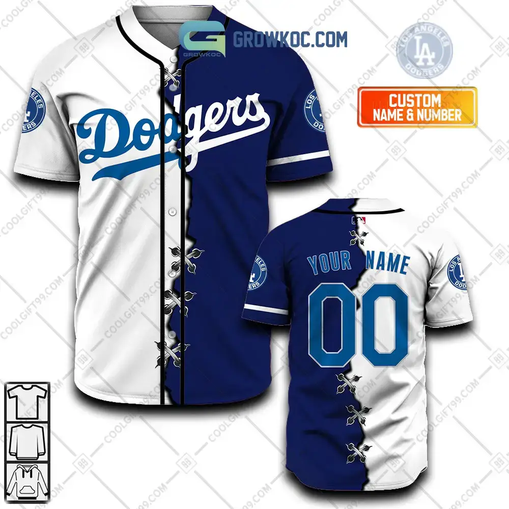 Los Angeles Dodgers MLB Personalized Mix Baseball Jersey Image