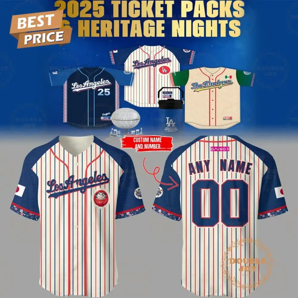 Los Angeles Dodgers Mlb Ticket Packs And Heritage Nights 2025 Custom Name Limited Edition Baseball Jersey Image