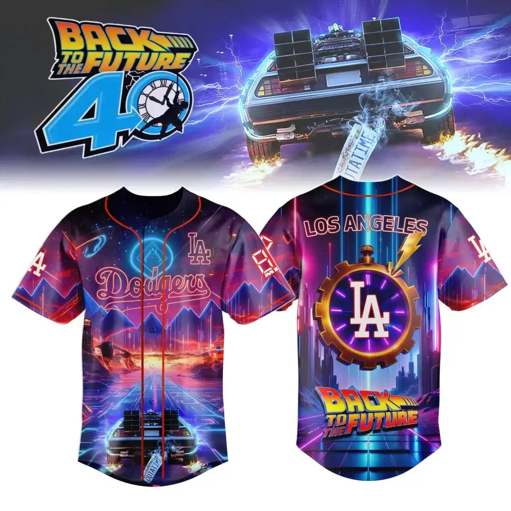Los Angeles Dodgers Mlb X Back To The Future Custom Baseball Jersey Image