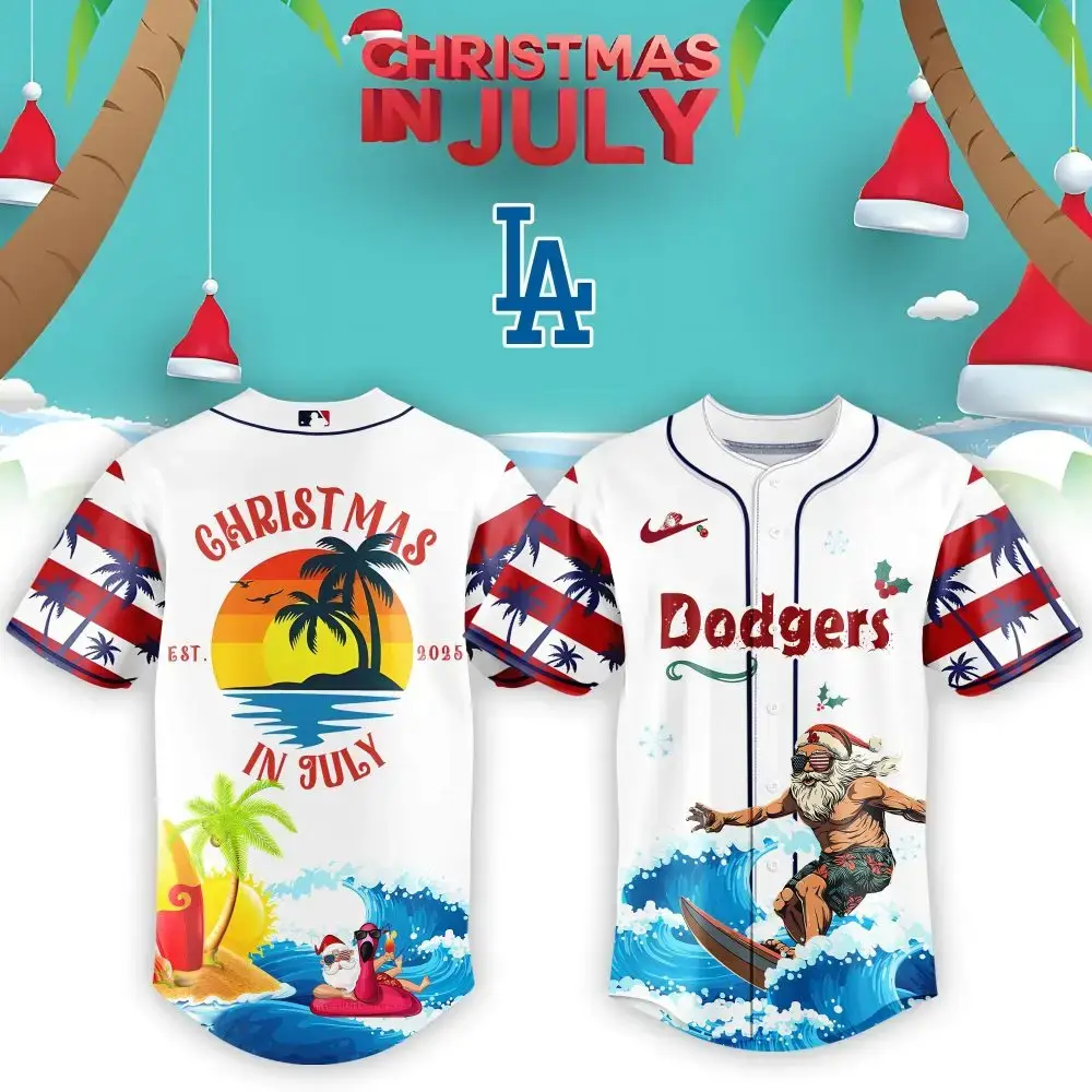 Los Angeles Dodgers Mlb X Christmas July Santa Custom Baseball Jersey Image