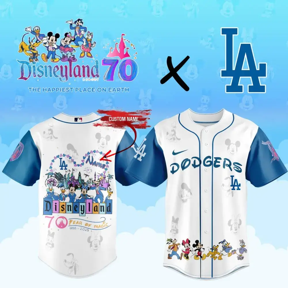 Los Angeles Dodgers Mlb X Disneyland 70Th Year Of Magical Custom Baseball Jersey Image
