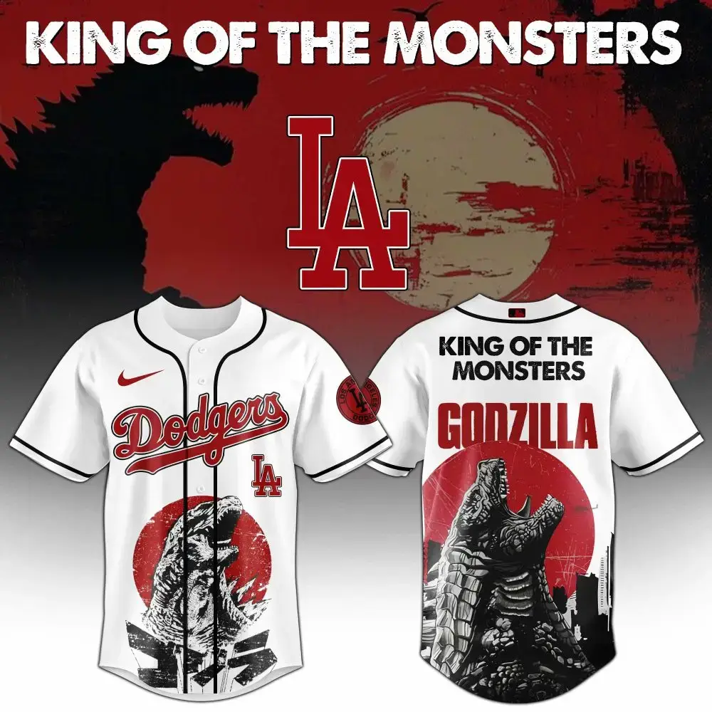 Los Angeles Dodgers Mlb X Godzilla King Of The Monsters Custom Baseball Jersey Image