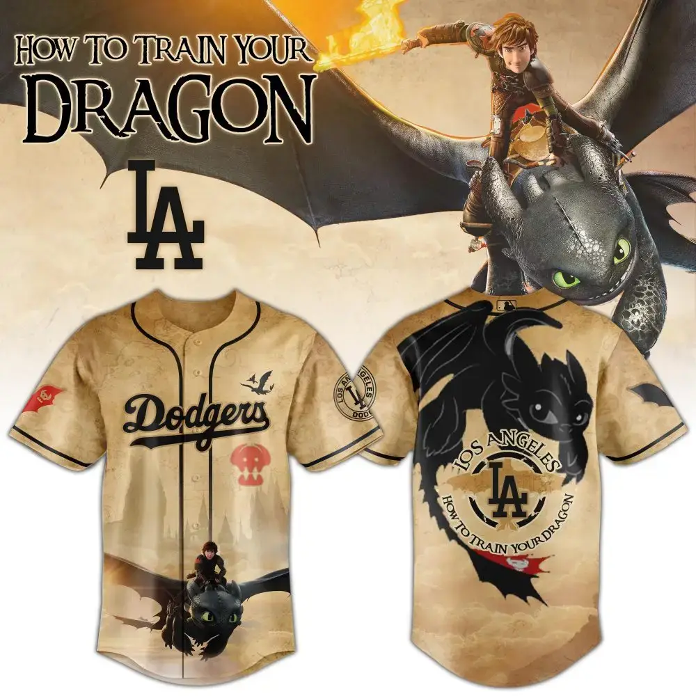 Los Angeles Dodgers Mlb X How To Train Your Dragon Toothless Custom Baseball Jersey Image
