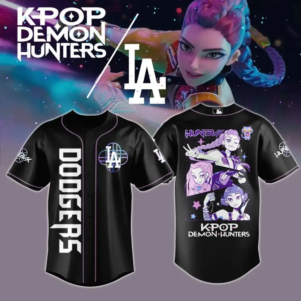 Los Angeles Dodgers Mlb X Kpop Demon Hunters Custom Baseball Jersey Image