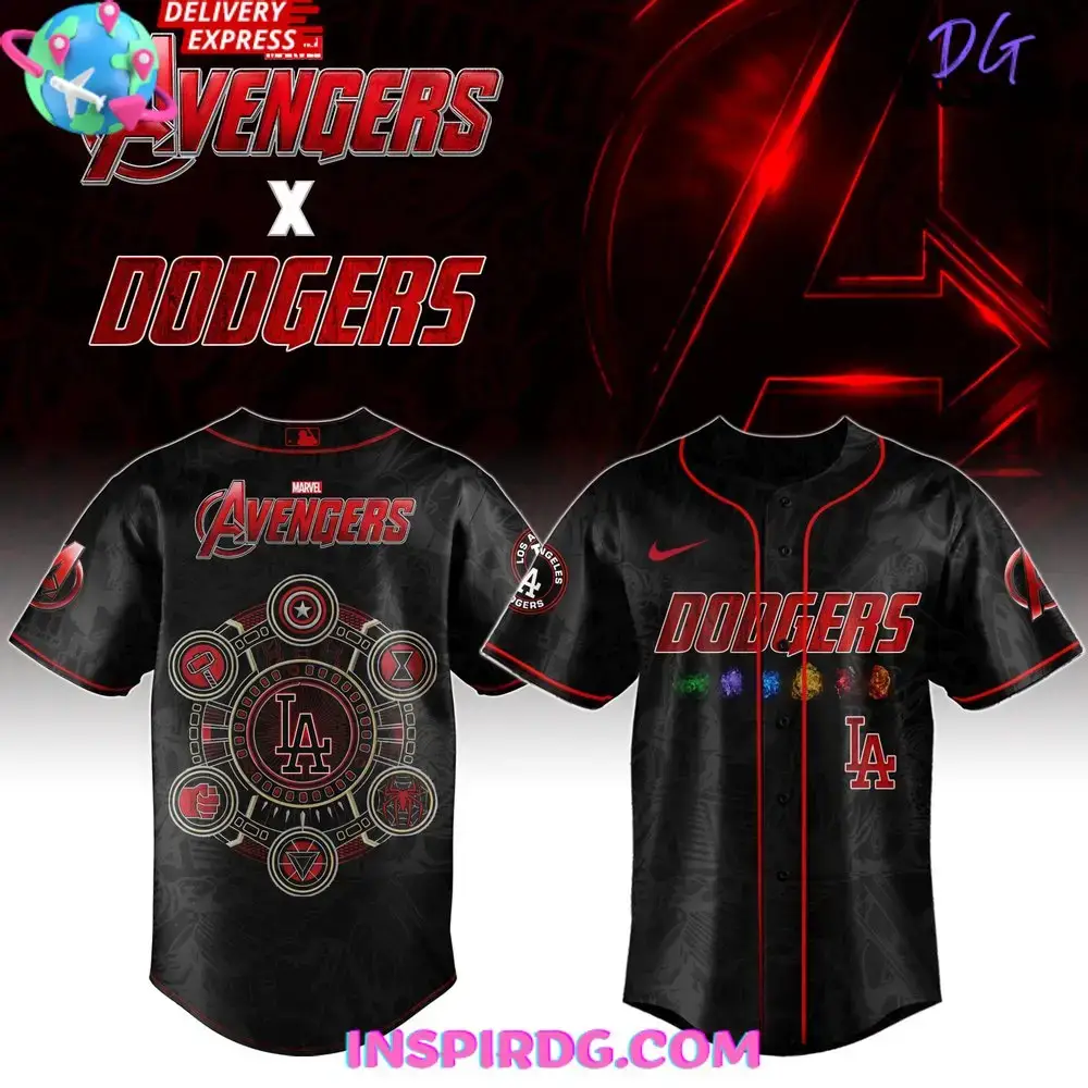Los Angeles Dodgers Mlb X Marvel Avengers Special Baseball Jersey Image