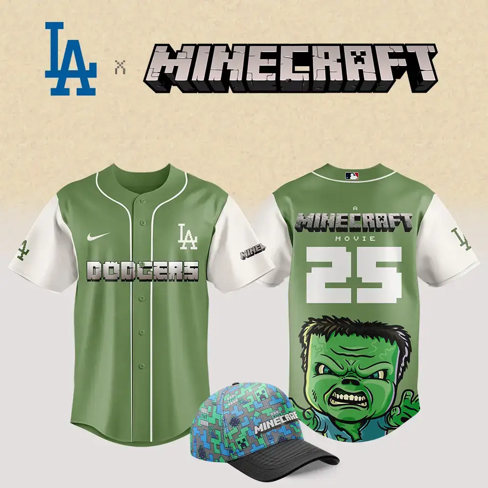 Los Angeles Dodgers Mlb X Minecraft Movie Custom Baseball Jersey Image