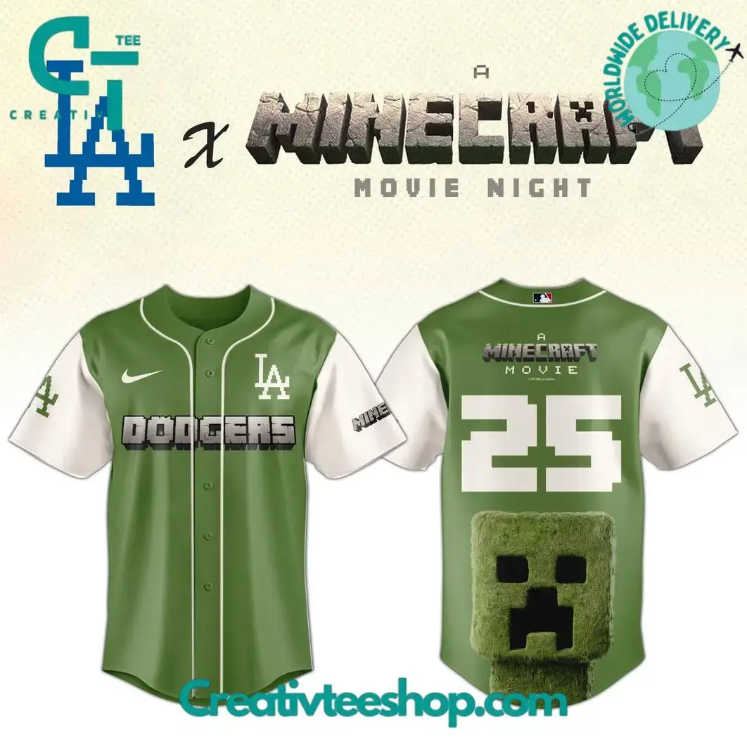Los Angeles Dodgers Mlb X Minecraft Movie Special Baseball Jersey Image