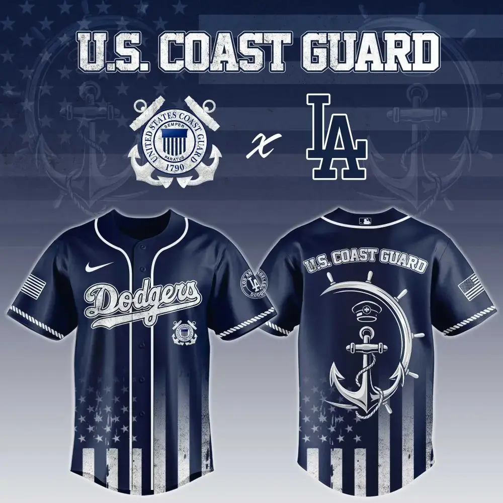 Los Angeles Dodgers Mlb X National Usa Coast Guard Day Custom Baseball Jersey Image