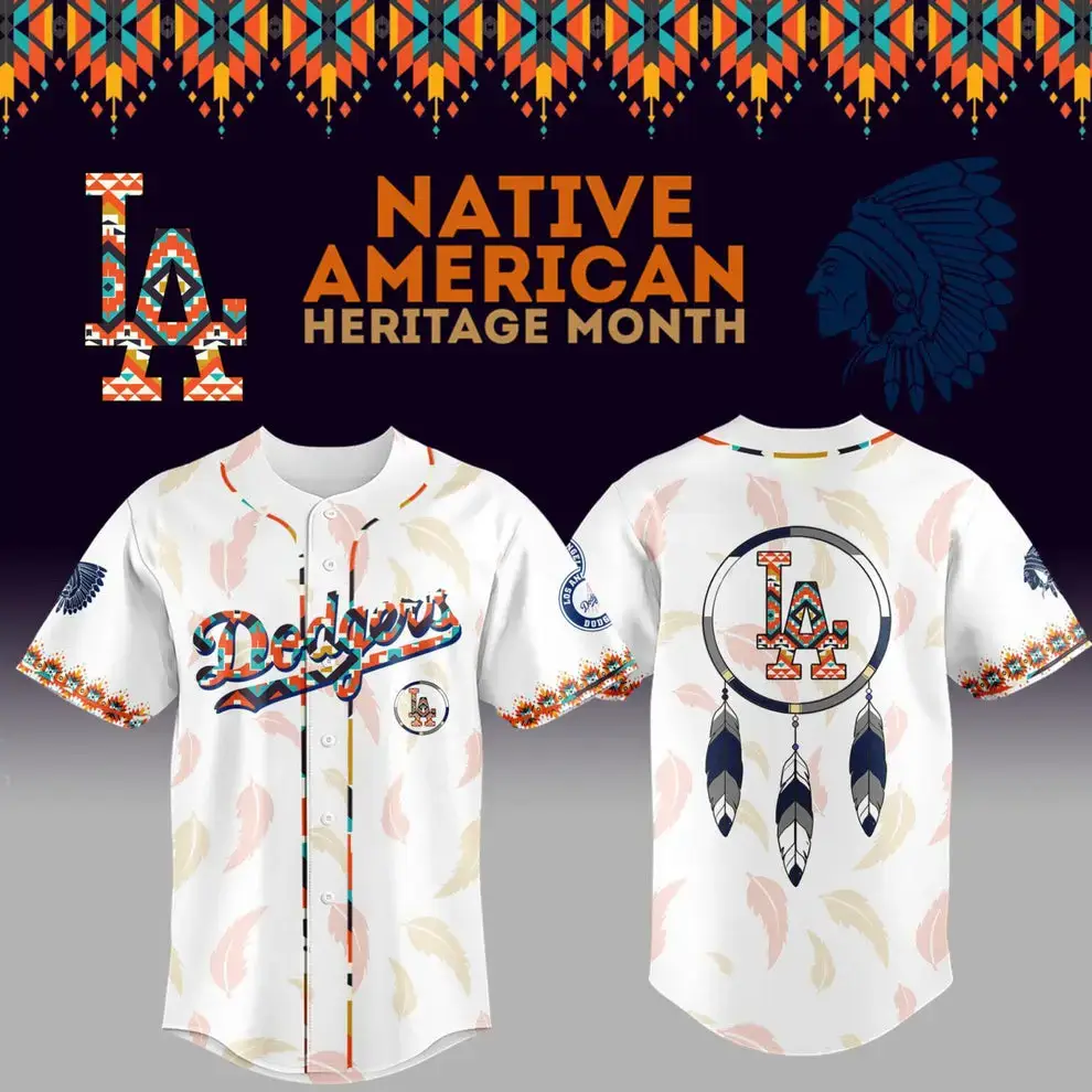 Los Angeles Dodgers Mlb X Native American Heritage Night Custom Baseball Jersey Image