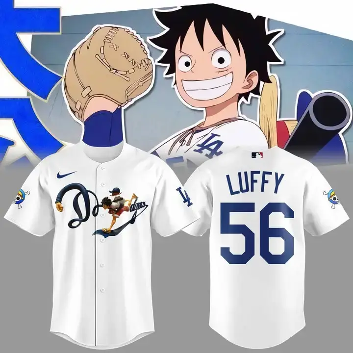 Los Angeles Dodgers Mlb X One Piece Luffy Custom Baseball Jersey Custom Name And Number Image