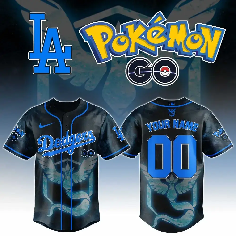 Los Angeles Dodgers Mlb X Pokemon Go Articuno Custom Baseball Jersey Custom Name And Number Image