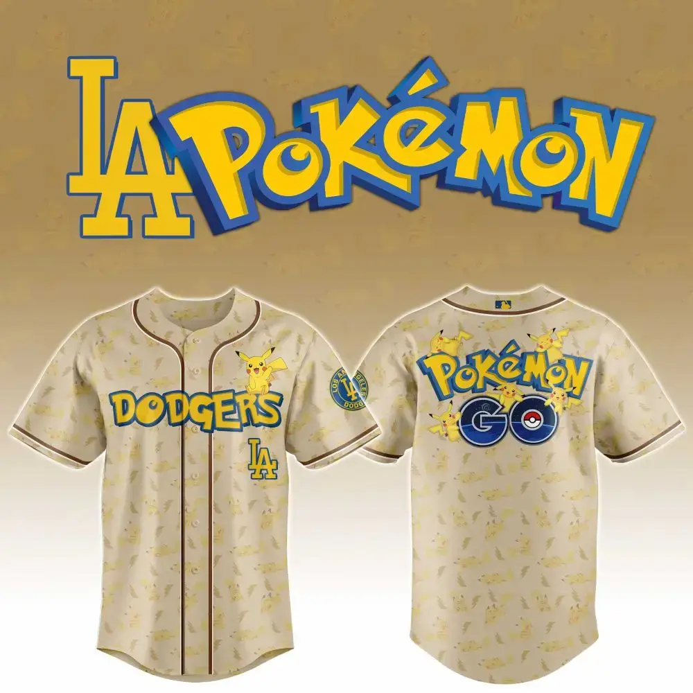 Los Angeles Dodgers Mlb X Pokemon Go Custom Baseball Jersey Image