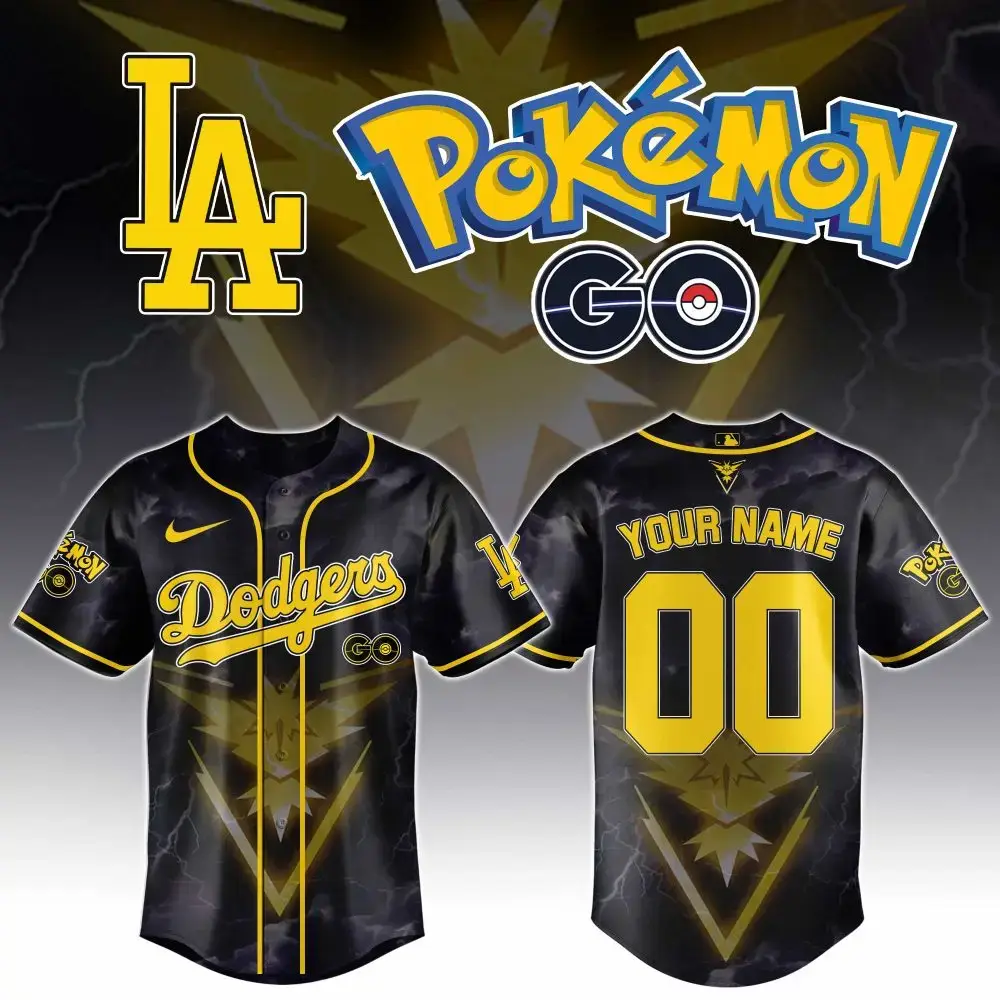 Los Angeles Dodgers Mlb X Pokemon Go Zapdos Custom Baseball Jersey Custom Name And Number Image