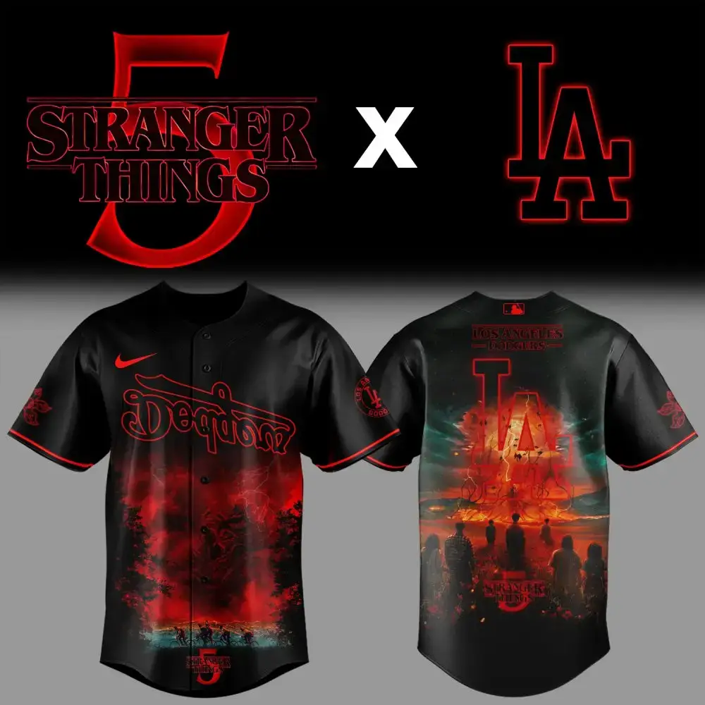 Los Angeles Dodgers Mlb X Stranger Things Tentacles Custom Baseball Jersey Image