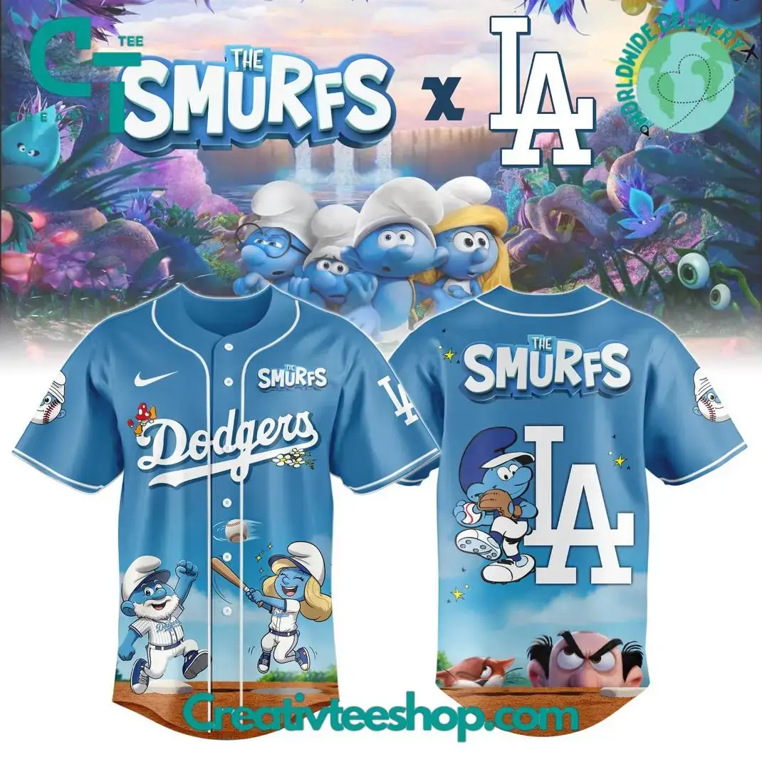 Los Angeles Dodgers Mlb X The Smurfs Night Special Baseball Jersey Image