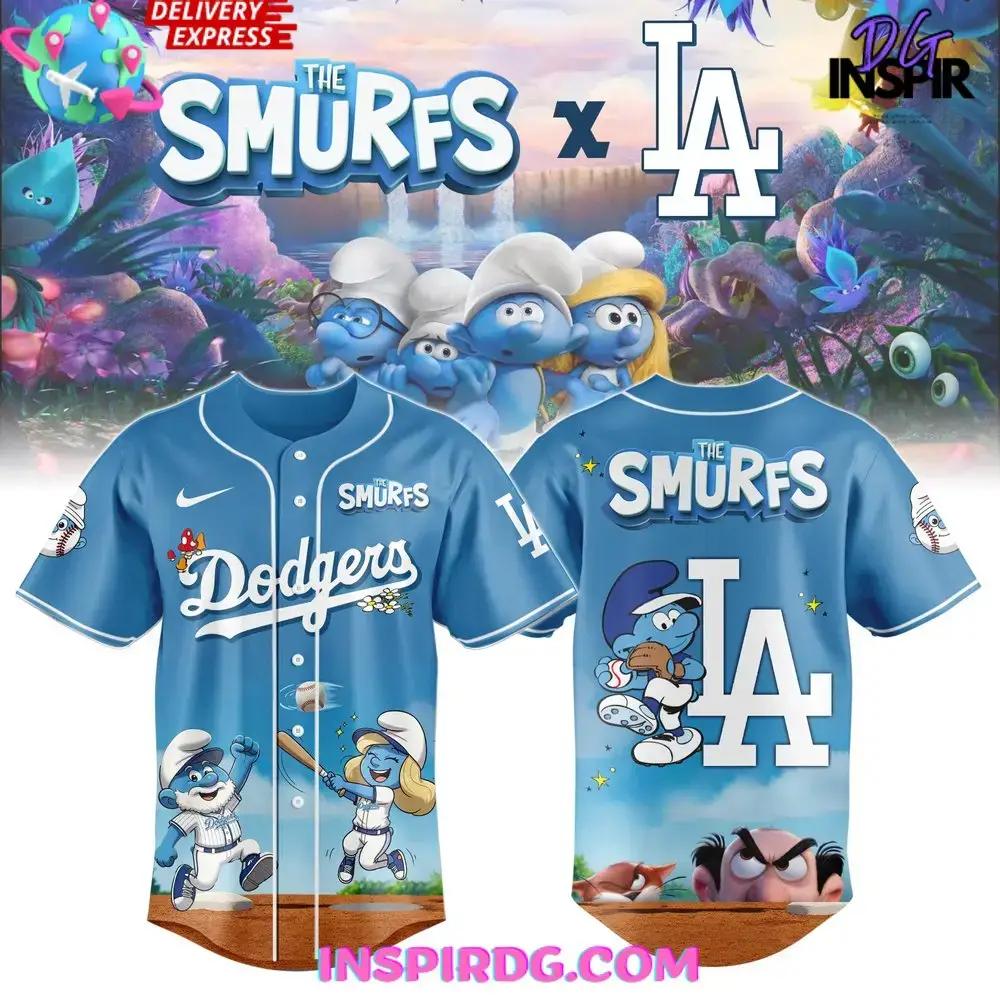 Los Angeles Dodgers Mlb X The Smurfs Night Special Baseball Jersey Image