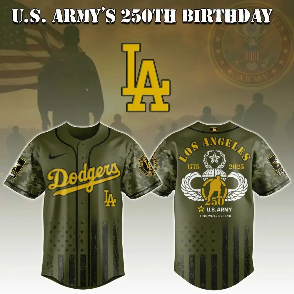 Los Angeles Dodgers Mlb X U.S. Army This We'Ll Defend Custom Baseball Jersey Image