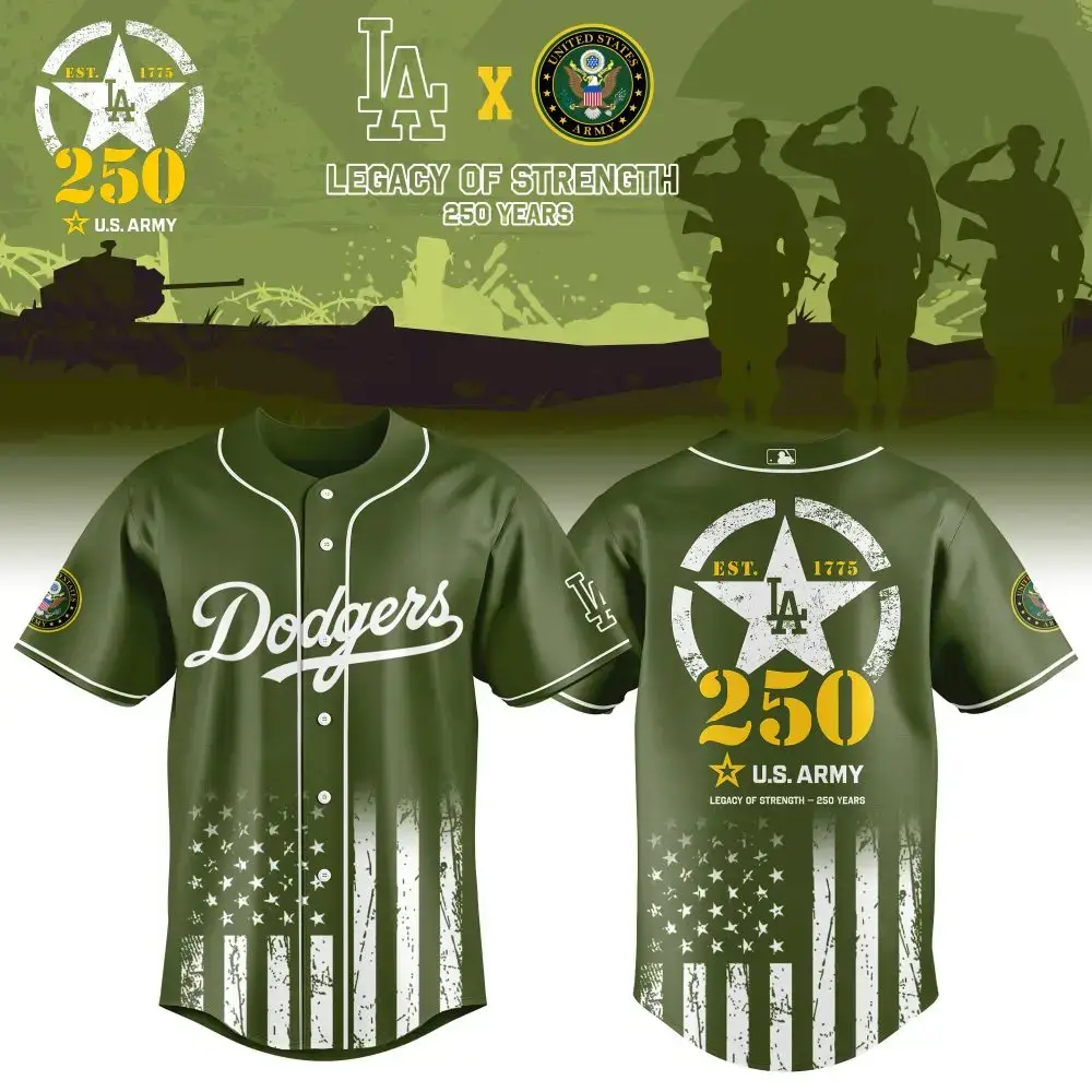 Los Angeles Dodgers Mlb X Usa Legacy Of Strength Custom Baseball Jersey Image