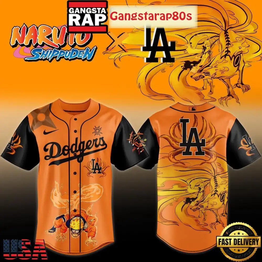 Los Angeles Dodgers Naruto Shippuden Baseball Jersey Shirt Image