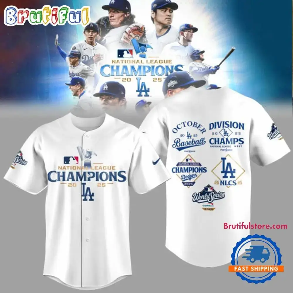 Los Angeles Dodgers National League Champions 2025 White Jersey Shirt Image