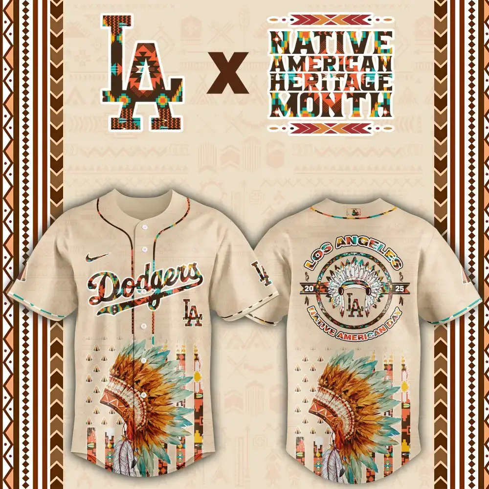 Los Angeles Dodgers Native American Heritage Month Custom Baseball Jersey Image