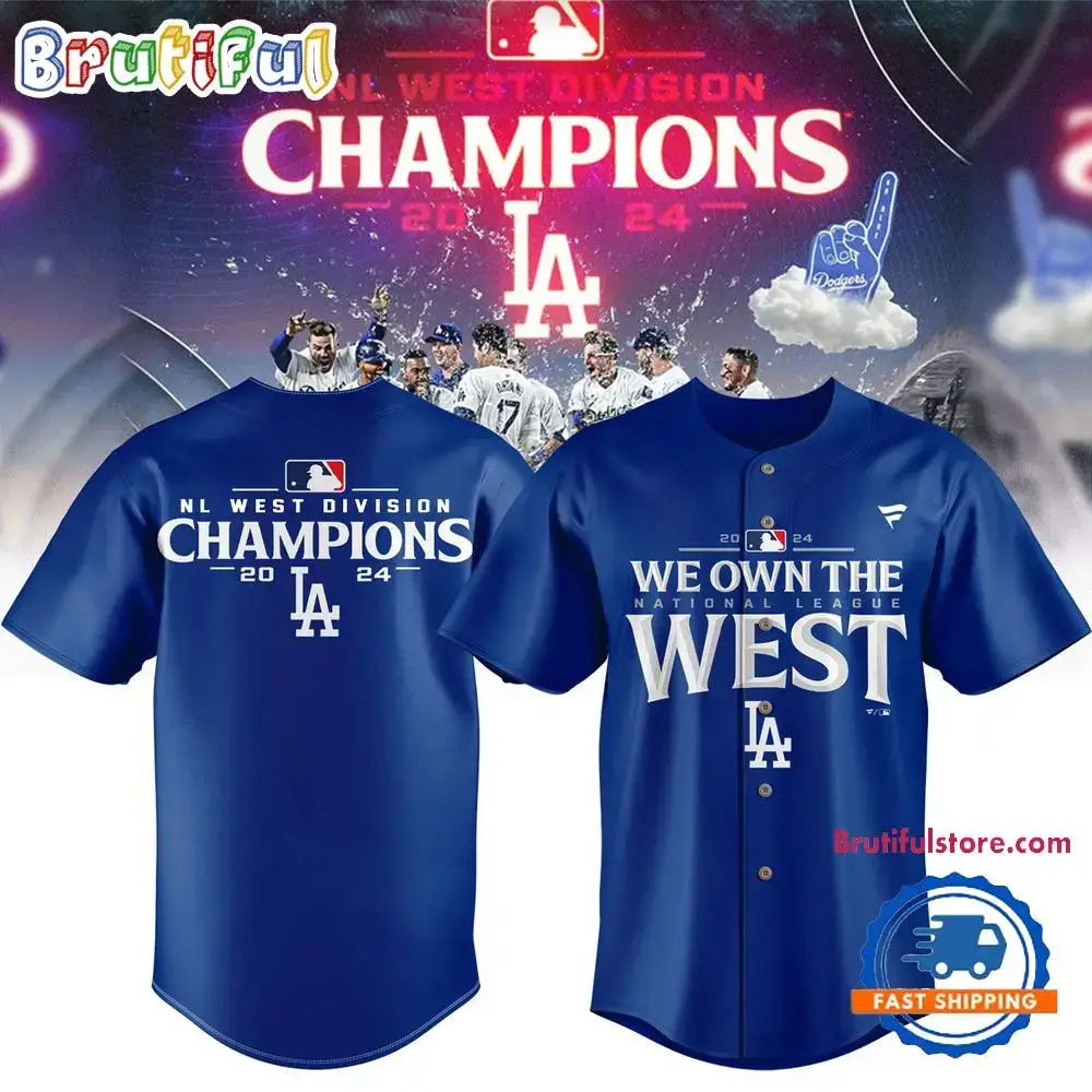 Los Angeles Dodgers NL West Division Champions 2024 Baseball Jersey Image