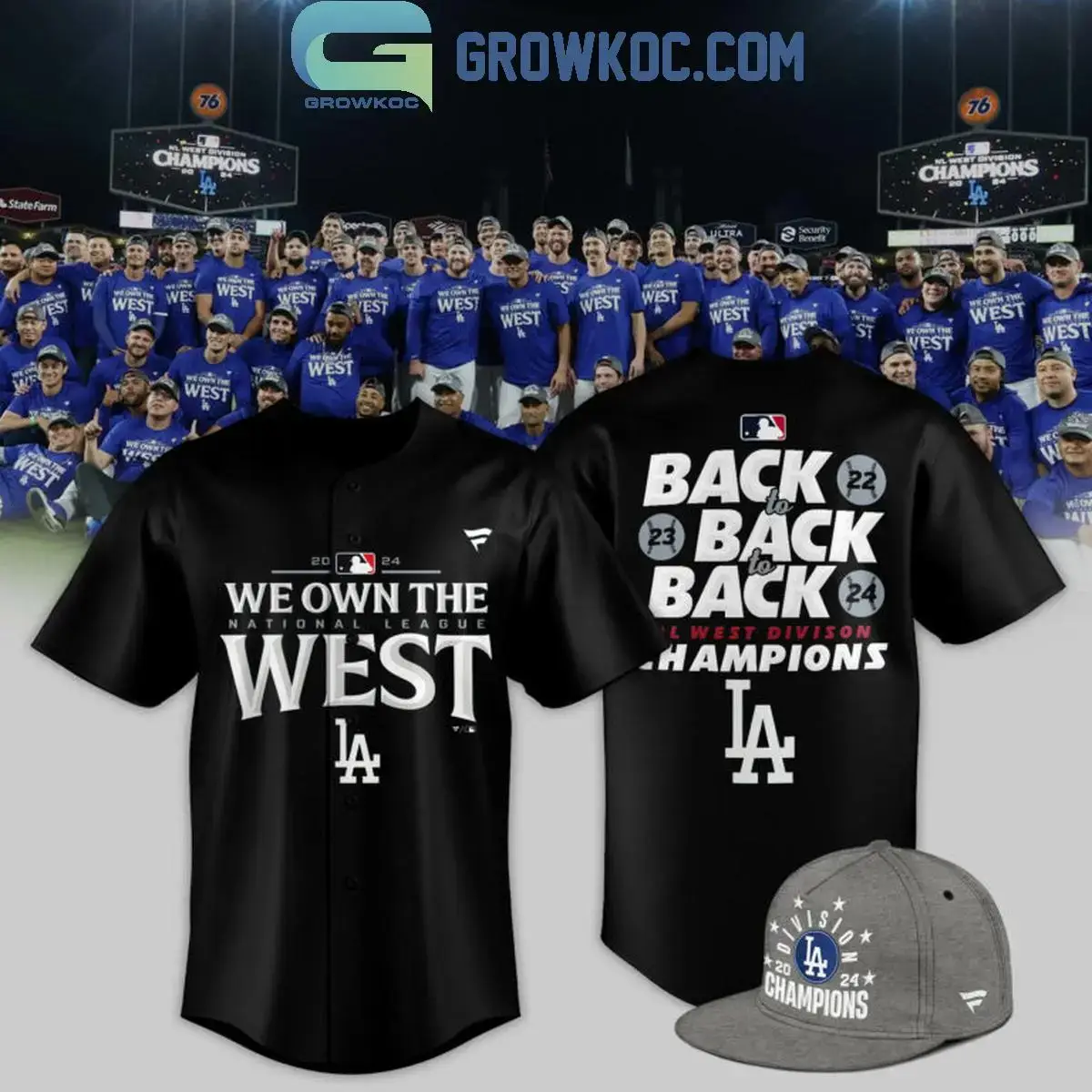 Los Angeles Dodgers NL West Division Champions 2024 Baseball Jersey Image