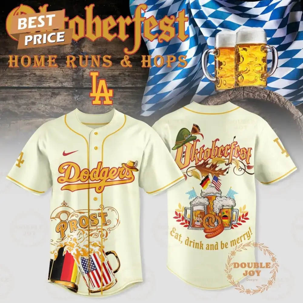 Los Angeles Dodgers -Oktoberfest Home Runs And Hops White Edition Baseball Jersey Image