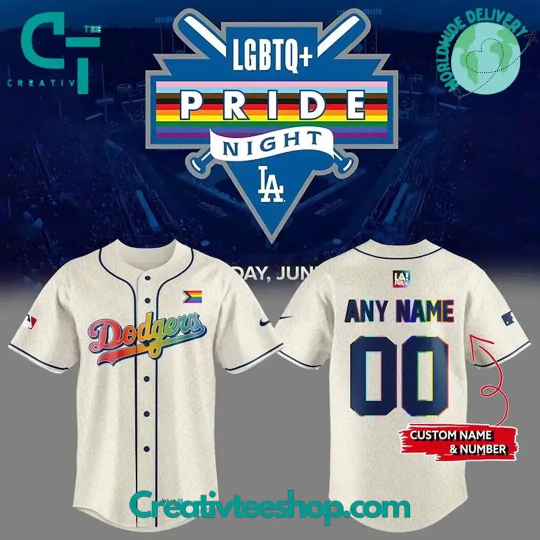 Los Angeles Dodgers Pride Night Personalized Baseball Jersey Image