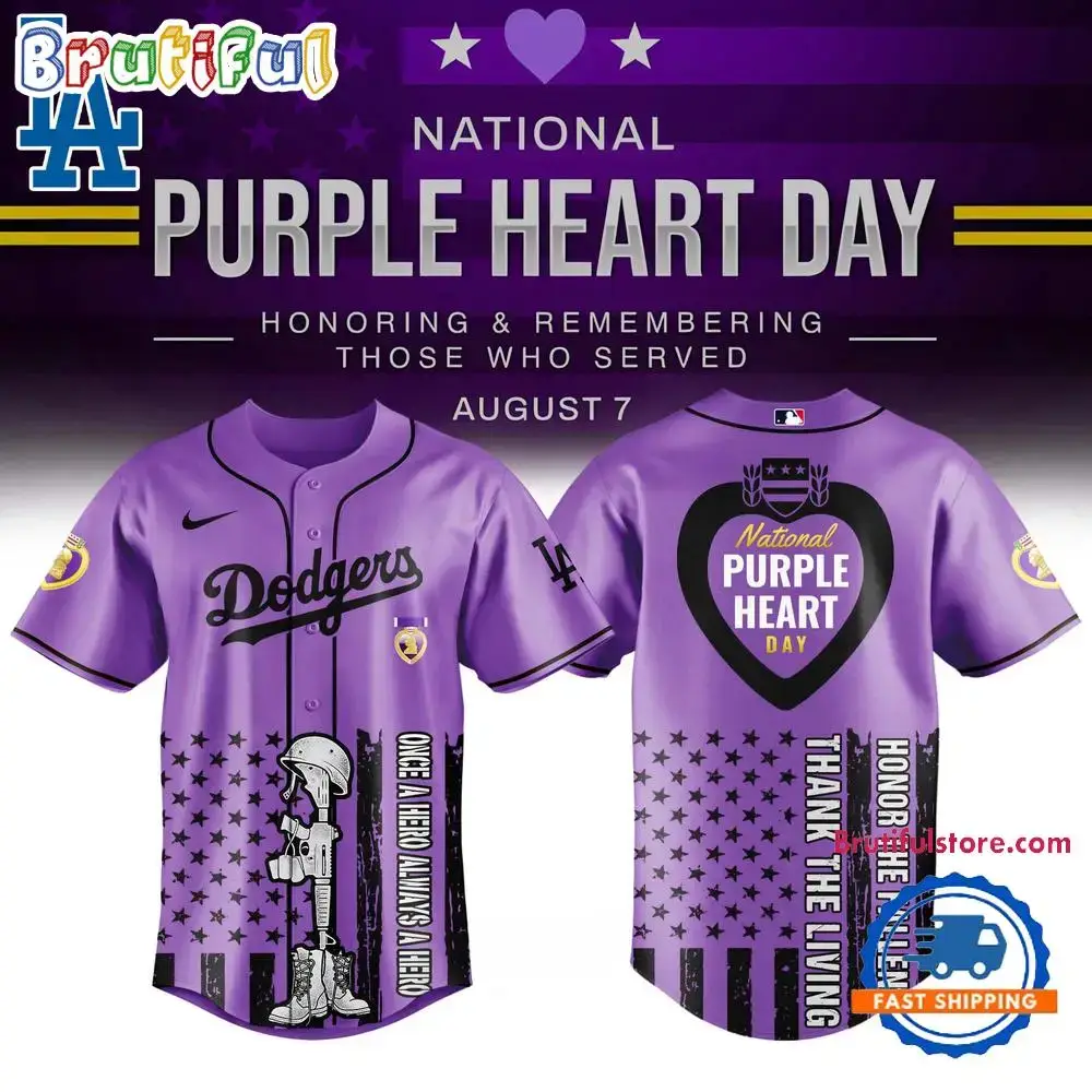 Los Angeles Dodgers Purple Heart Day Baseball Jersey Image